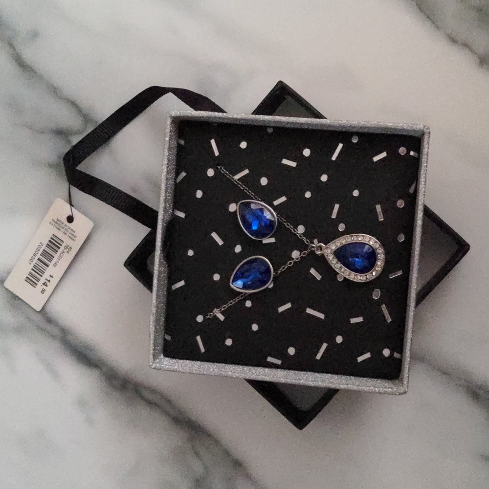 *3/$20* Ardenes Gorgeous Blue and Silver Earring and Necklace Set